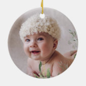 Elegant Baby Eerste Eerste Kerstkerst Grijze Eleph Keramisch Ornament (Achterkant)