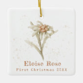 Elegant Baby eerste kerstmis Edelweiss Keramisch Ornament (Voorkant)