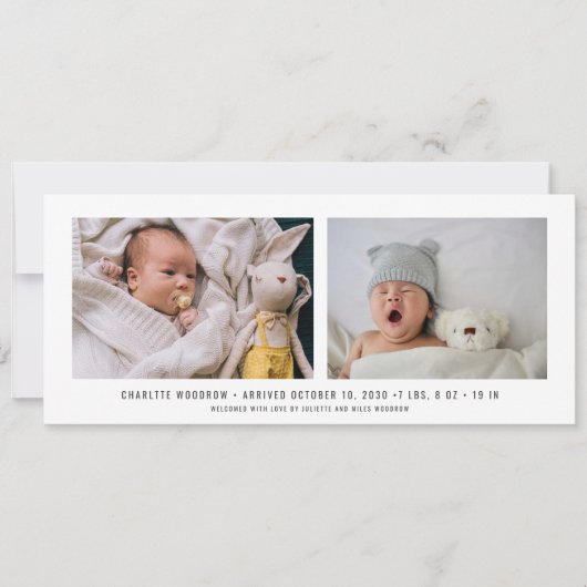 Elegant Baby Foto Collage Birth Announding (Voorkant)