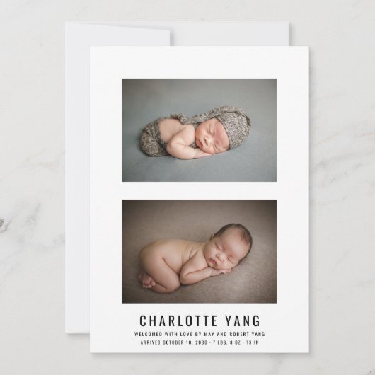 Elegant Baby Foto Collage Birth Announding (Voorkant)