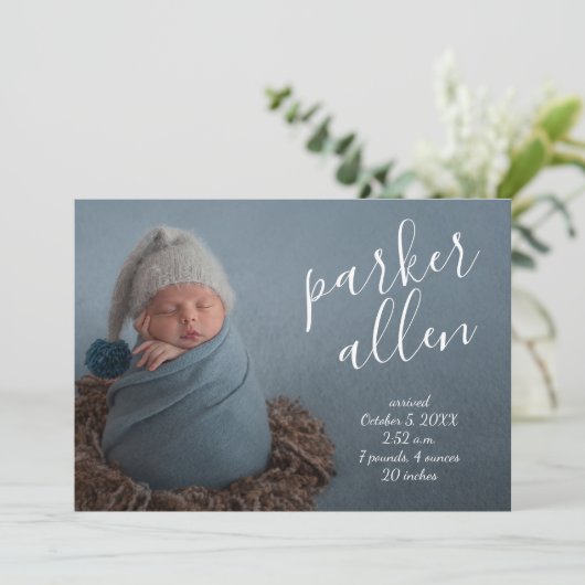 Elegant Baby Foto Collage Birth Announements (Staand voorkant)