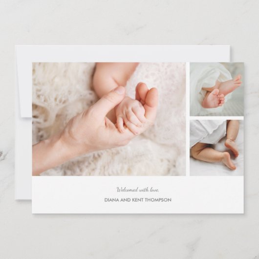 Elegant Baby Foto Collage Birth Announements (Achterkant)