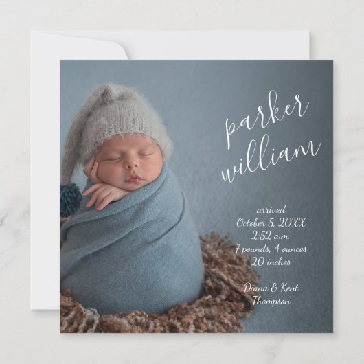 Elegant Baby Foto geboorteaankondiging (Voorkant)
