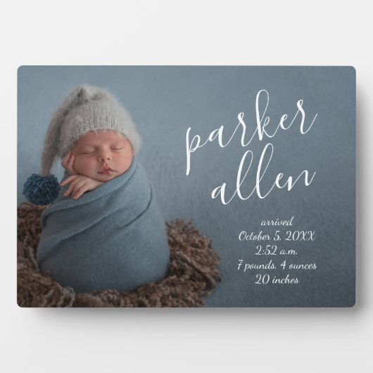 Elegant Baby Foto geboorteaankondiging keepomwille Fotoplaat (voorkant)