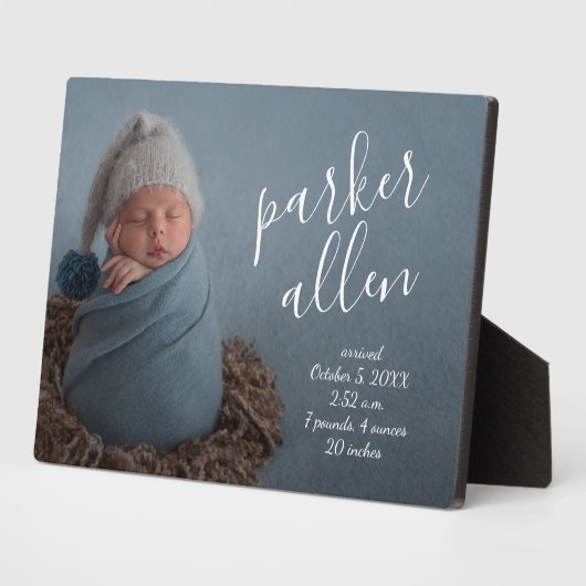 Elegant Baby Foto geboorteaankondiging keepomwille Fotoplaat (Zijkant)