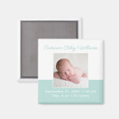 Elegant Baby Foto Mint Green Birth Announounding Magneet (Voorkant / Achterkant)