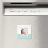 Elegant Baby Foto Mint Green Birth Announounding Magneet (Insitu (Vaatwasser))