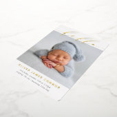 ELEGANT BABY FOTO modern hallo calligrafie groot Folie Uitnodiging (Gedraaid)