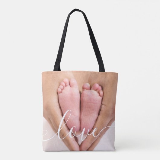 Elegant Baby Foto modern script Tote Bag (Achterkant)