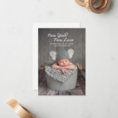 Elegant Baby Foto: Nieuwjaar geboortedatum Notitiekaartje (Voorkant / Achterkant in situ)