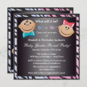 Elegant Baby Gender onthulling baby's & Zebra prin Kaart (Voorkant / Achterkant)