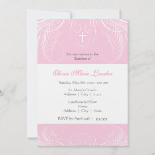 Elegant Baby Girl Baptism Invitation Kaart