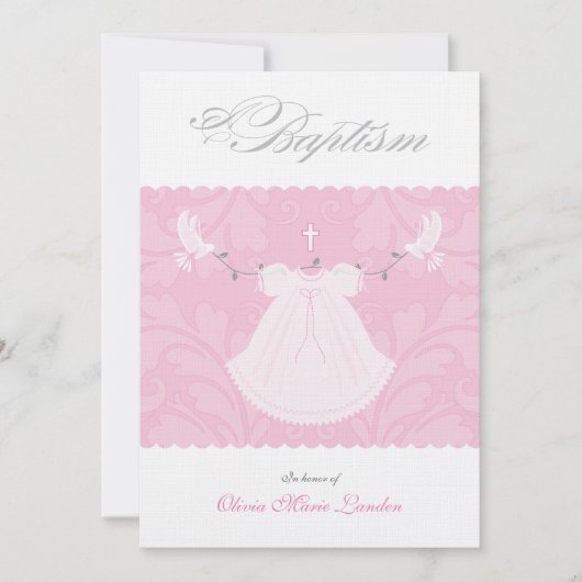 Elegant Baby Girl Baptism Invitation Kaart (Voorkant)