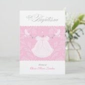 Elegant Baby Girl Baptism Invitation Kaart (Staand voorkant)