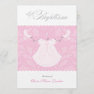 Elegant Baby Girl Baptism Invitation Kaart