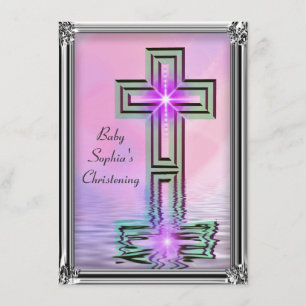 Elegant Baby Girl Christening-uitnodigingen Kaart