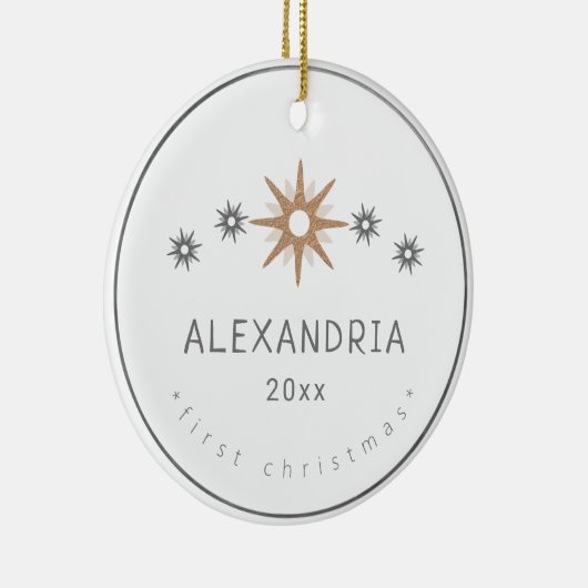 Elegant Baby Girl First KerstSilver Star Keramisch Ornament (Rechts)