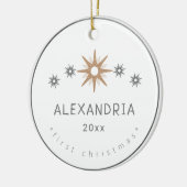 Elegant Baby Girl First KerstSilver Star Keramisch Ornament (Links)