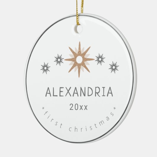 Elegant Baby Girl First KerstSilver Star Keramisch Ornament (Links)