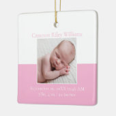 Elegant Baby Girl Newborn Foto Roze Kerstmis Keramisch Ornament (Links)