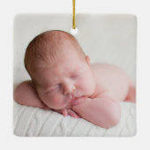 Elegant Baby Girl Newborn Foto Roze Kerstmis Keramisch Ornament (Achterkant)
