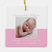 Elegant Baby Girl Newborn Foto Roze Kerstmis Keramisch Ornament (Voorkant)