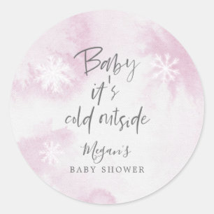 Elegant Baby Het is koud Buiten Roze Baby shower Ronde Sticker