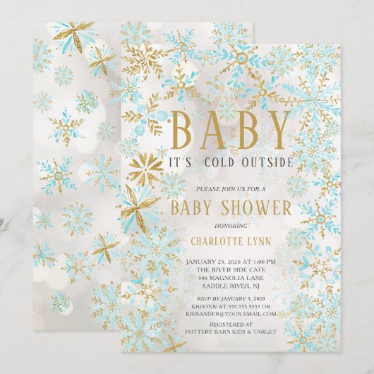 Elegant Baby Het is koude Baby shower buiten jonge Kaart (Voorkant / Achterkant)