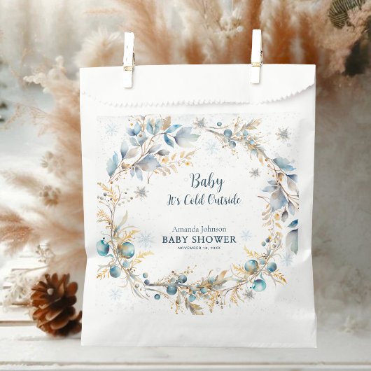 Elegant Baby Its Cold Outside Navy Gold Winter  Bedankzakje