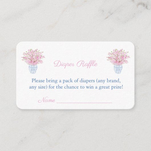 Elegant Baby Meisje Douche Ginger Jar Luier Raffle Informatiekaartje (Voorkant)