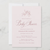 Elegant Baby Meisje Roze Douche Uitnodiging (Voorkant)