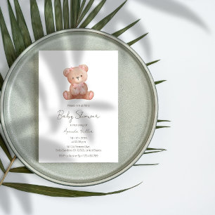 Elegant Baby Meisje Teddy Bear Baby shower Kaart