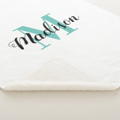 Elegant baby name monogram small sherpa blanket deken (3/4)