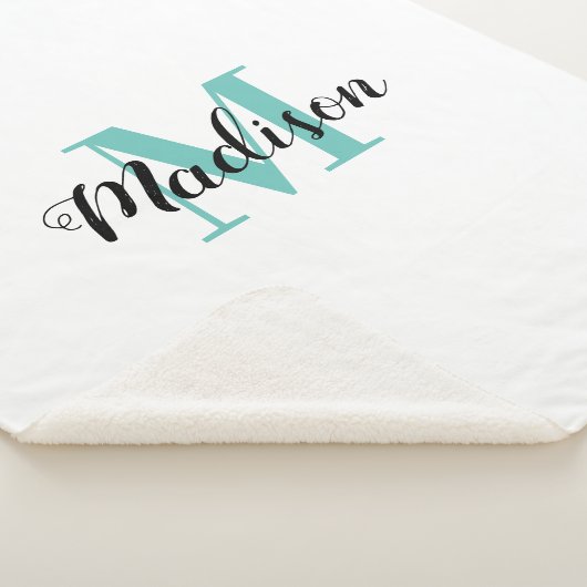 Elegant baby name monogram small sherpa blanket sherpa deken (3/4)