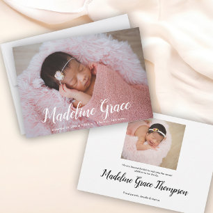 Elegant Baby Name Script Photo Birth Notice Aankondiging