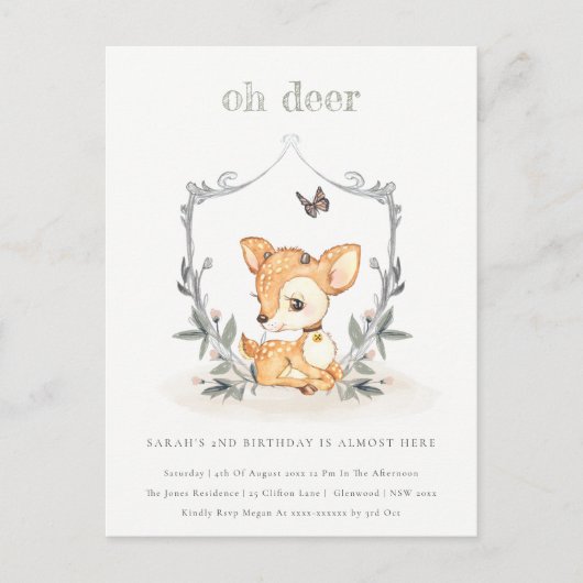 Elegant Baby Oh Deer Floral Crest Elke dag van de  Briefkaart (Voorkant)
