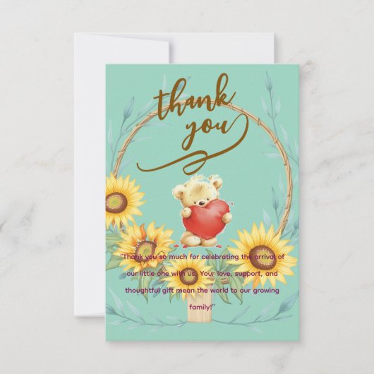 Elegant Baby personalized Flat Thank You Card Bedankkaart (Voorkant)