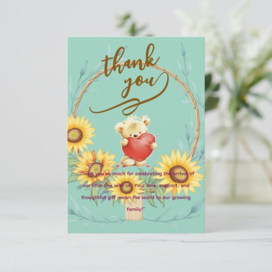Elegant Baby personalized Flat Thank You Card Bedankkaart (Staand voorkant)