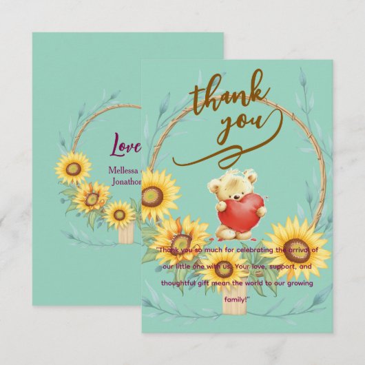 Elegant Baby personalized Flat Thank You Card Bedankkaart (Voorkant / Achterkant)