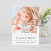 Elegant Baby Persoonlijk 4 Fotocollage geboorte Aankondiging (Staand voorkant)