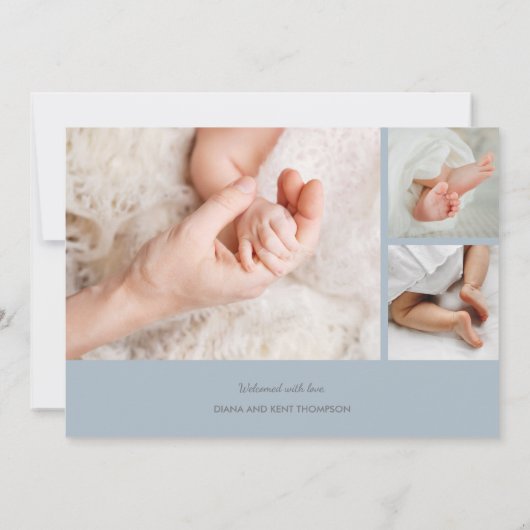 Elegant Baby Photo Collage Birth Announcements (Achterkant)
