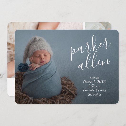 Elegant Baby Photo Collage Birth Announcements Aankondiging (Voorkant / Achterkant)