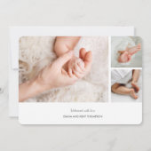 Elegant Baby Photo Collage Birth Announcements Aankondiging (Achterkant)