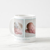 Elegant Baby Photo Collage Mint Green Script Koffiemok (Voorkant links)