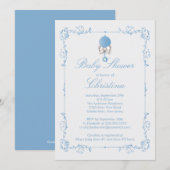 Elegant Baby Rattle Boy Baby shower Kaart (Voorkant / Achterkant)