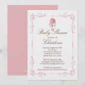 Elegant Baby Rattle Girl Baby shower Kaart (Voorkant / Achterkant)