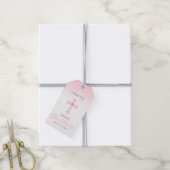 Elegant Baby Roze Kruis DANK U doopmeisje Cadeaulabel (Met Touw)