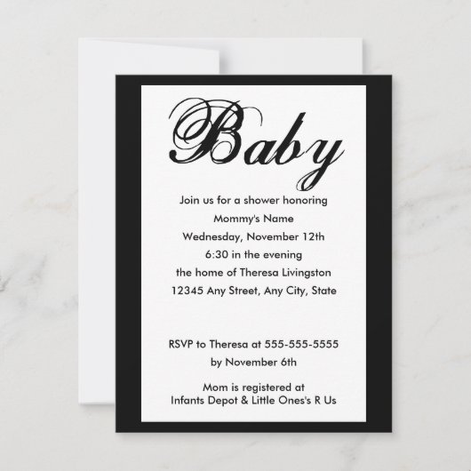 Elegant Baby Script Baby shower Invitation Kaart (Voorkant)
