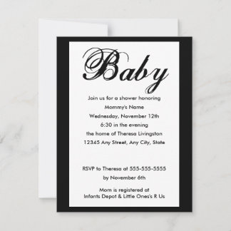 Elegant Baby Script Baby shower Invitation Kaart