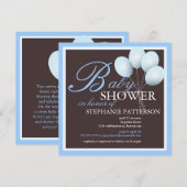 Elegant Baby shower Blue Balloons Uitnodiging (Voorkant / Achterkant)